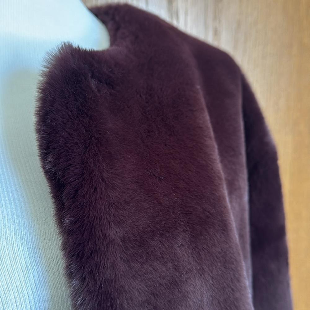 Sanctuary Womens Faux Fur Cape Jacket Starry Night Formal Amethyst Purple XL - Picture 4 of 7